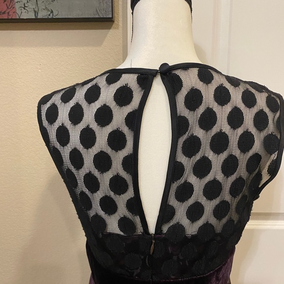 NWOT “NANETTE LEPORE” PURPLE VELVET BLACK POLKA DOT SLEEVELESS TOP – SZ 6 - Picture 7 of 13